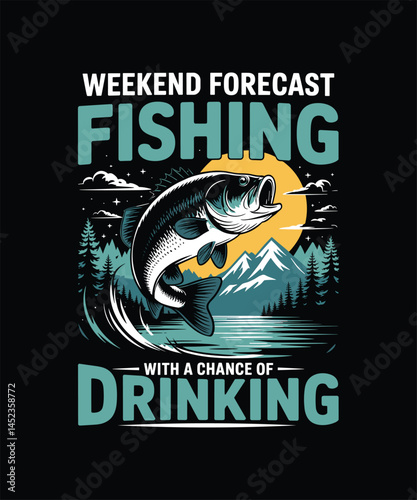 "Vintage Retro Fishing T-Shirt Design – Fisherman Graphic with Rod, Hook, and Catch of the Day Quote"