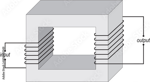 Current transformer diagram in physics. Vector illustration.
