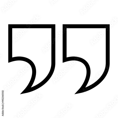 Outline quote sign icon text concept message bubble dialog symbol. Vector quotation mark symbol. Double quotes sign end of words. Circle buttons quote sign graphic talk double inverted label.