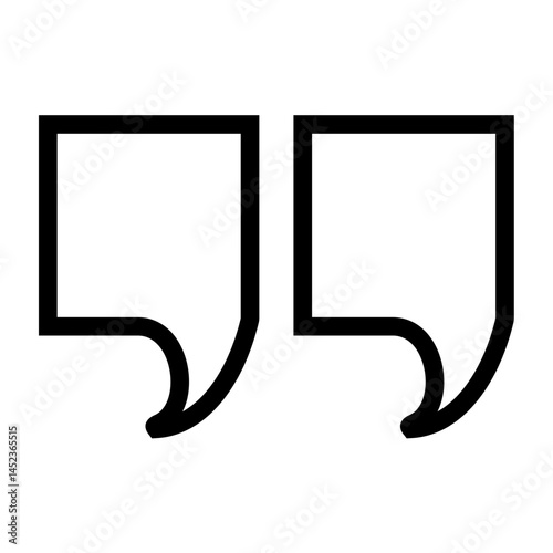Outline quote sign icon text concept message bubble dialog symbol. Vector quotation mark symbol. Double quotes sign end of words. Circle buttons quote sign graphic talk double inverted label.