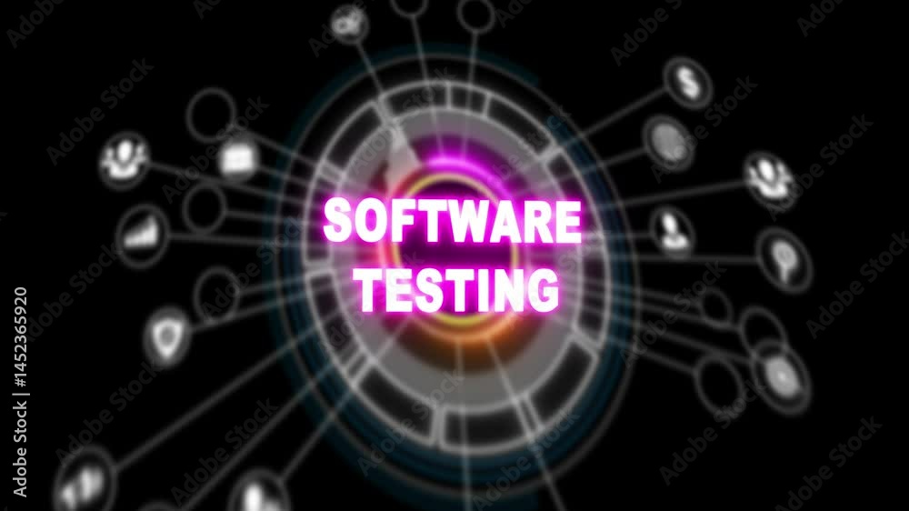 glowing neon Inscription SOFTWARE TESTING on the virtual display. Business, modern technology, internet and networking concept. glowing neon Inscription SOFTWARE TESTING on the virtual display. Business, modern technology, internet and networking concept.