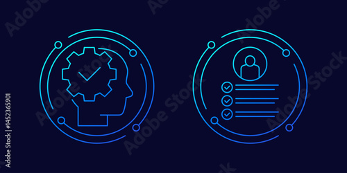 ability and skills icons in linear design