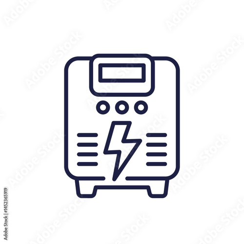 backup generator icon, energy storage system line vector