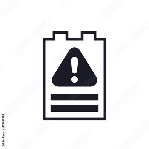 battery warning icon, pictogram on white
