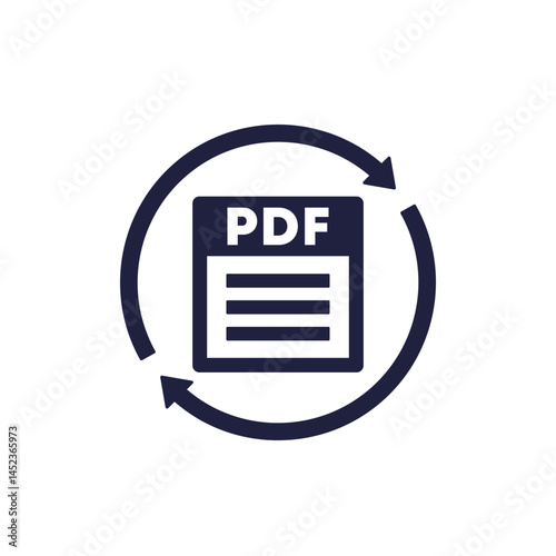 convert to PDF file icon, pictogram on white