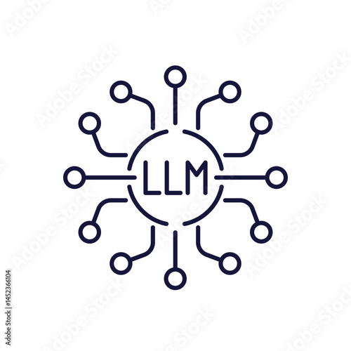 LLM icon, Large Language Model line vector