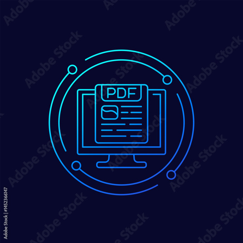 PDF viewer or editor icon, linear design