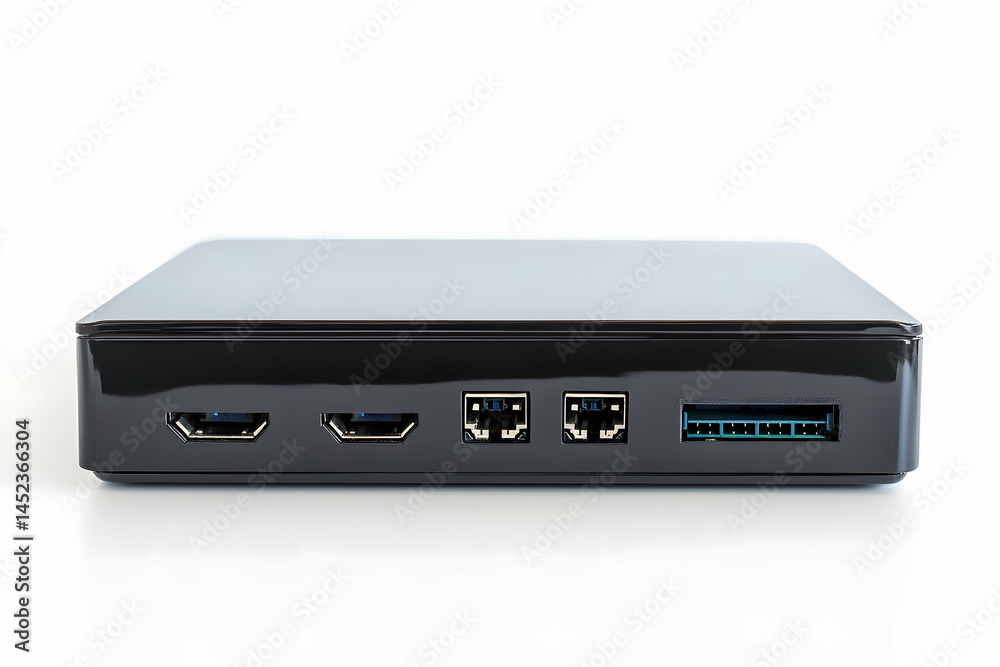 Detailed View of Contemporary Modem with Ethernet Connections on Pure Backdrop Detailed View of Contemporary Modem with Ethernet Connections on Pure Backdrop