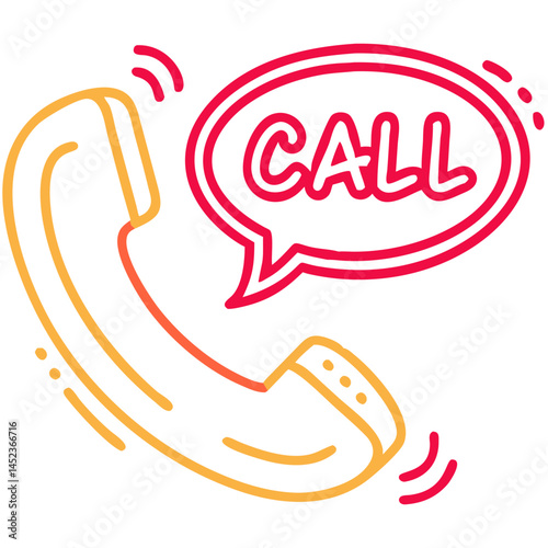 Phone Call Icon with Speech Bubble and Call Text on White Background