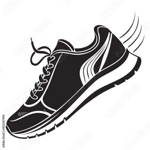 Running shoe vector illustration for athletic footwear design and sporty lifestyle graphics with motion effect isolated on transparent background
