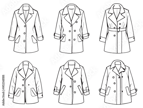 High Quality Trench Coat Line Art for Digital Illustrations
