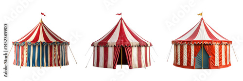 Set of circus tent isolated on transparent, PNG