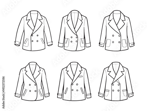 Minimalist Double Breasted Coat Line Art for Creative Projects