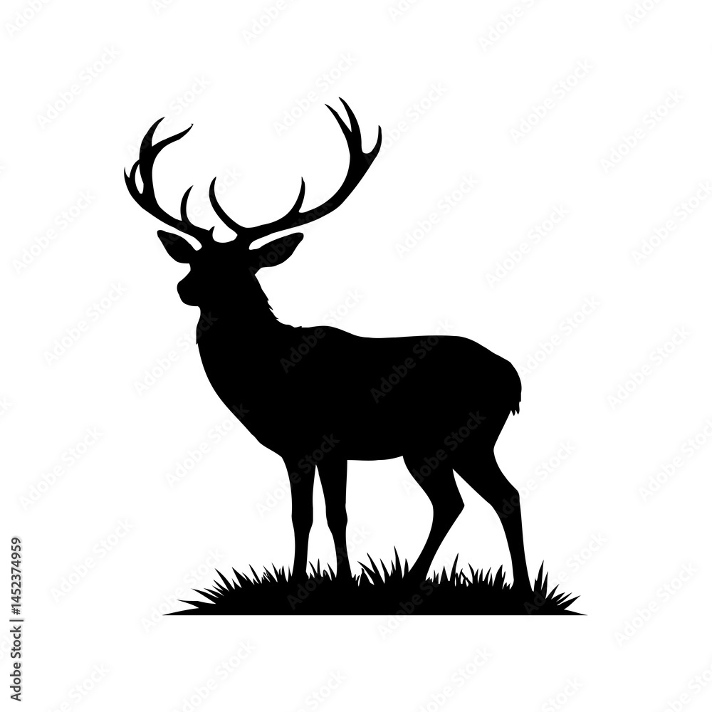 Obraz premium deer silhouette monochrome logo design vector illustration on white background
