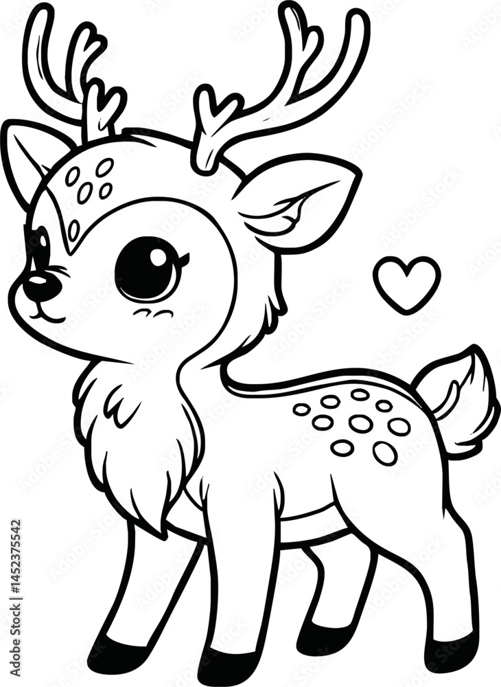 Funny deer cartoon characters vector illustration. For kids coloring book. Funny deer cartoon characters vector illustration. For kids coloring book.