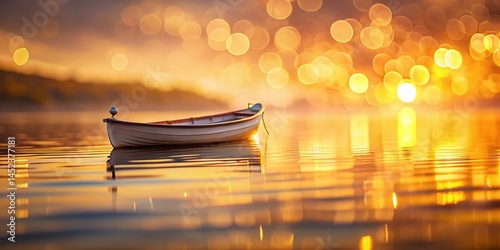 Serene Sunset Boat: Golden Hour Bokeh Photography