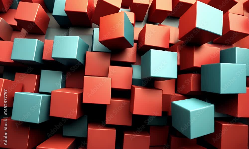 Abstract red and gray cube background.