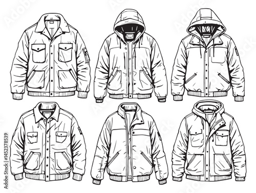 Stylish Casual Jacket Line Drawing for Fashion Design Projects