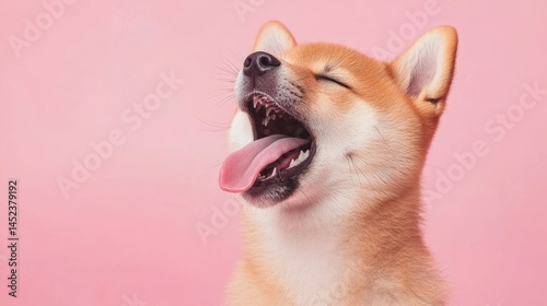A half-length photo of a lively Shiba
