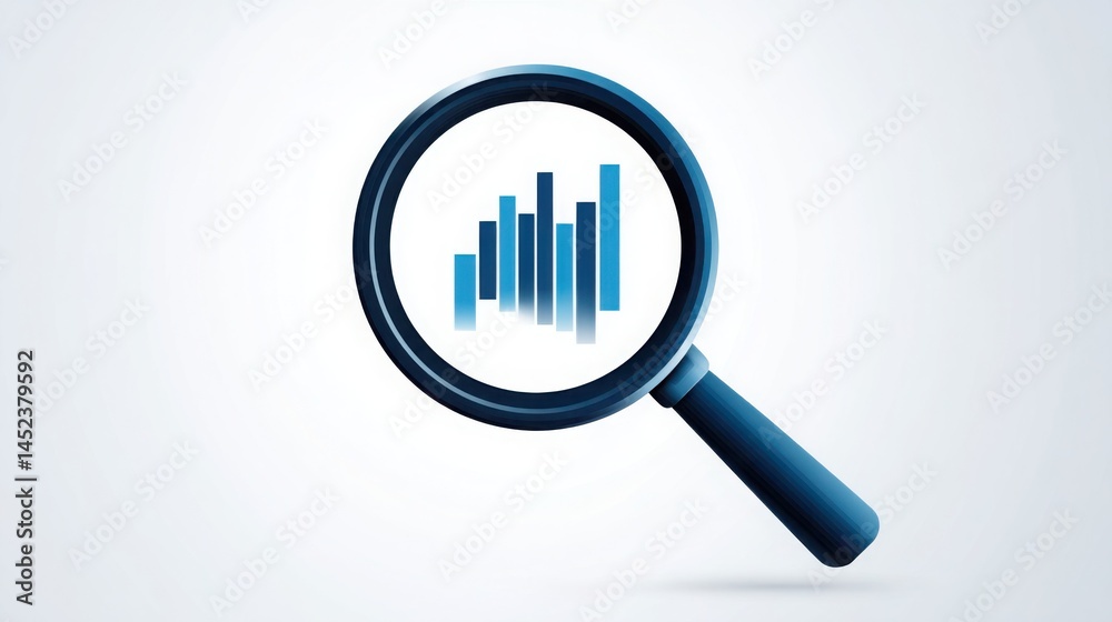 Magnified chart with emphasized bar representing market cycle analysis icon concept for recognizing phases of economic performance Magnified chart with emphasized bar representing market cycle analysis icon concept for recognizing phases of economic performance
