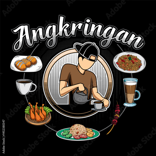 Angkringan logo or label for coffeshop and cafe business
