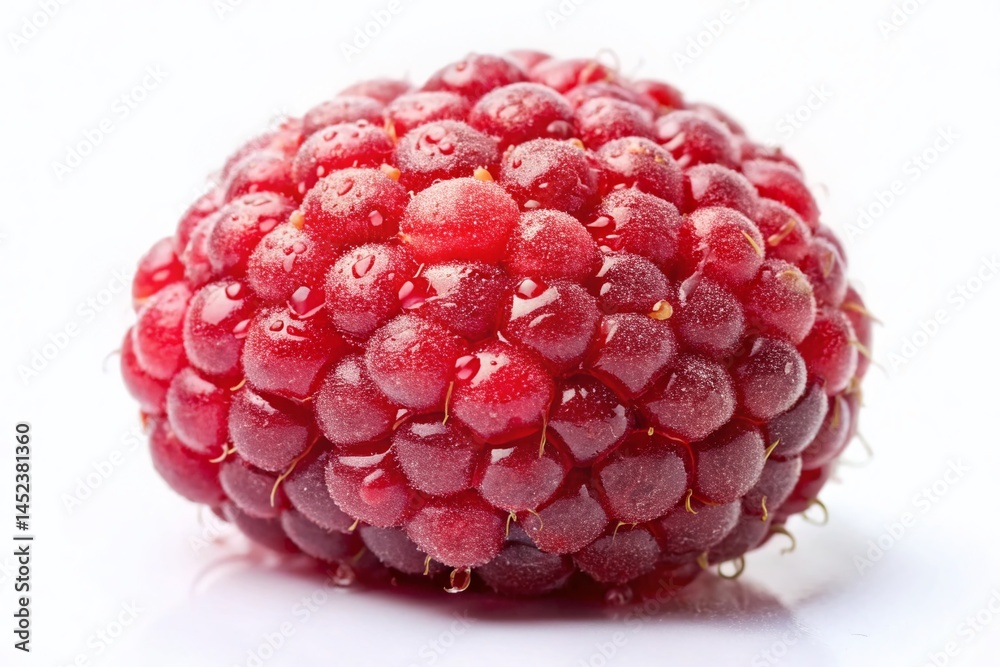 Single Fresh Raspberry on White Background - Vibrant Red Berry Stock Photo Single Fresh Raspberry on White Background - Vibrant Red Berry Stock Photo