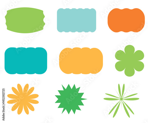 Colorful Abstract Label and Badge Shapes Vector Set