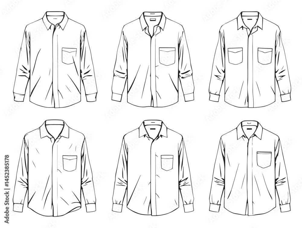 Unique Chambray Shirt Line Art Design for Creative Projects Unique Chambray Shirt Line Art Design for Creative Projects