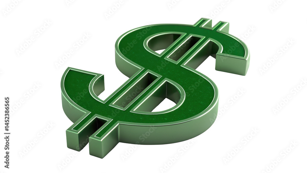 Fototapeta premium Three-Dimensional Green Dollar Symbol Rendered in High Detail