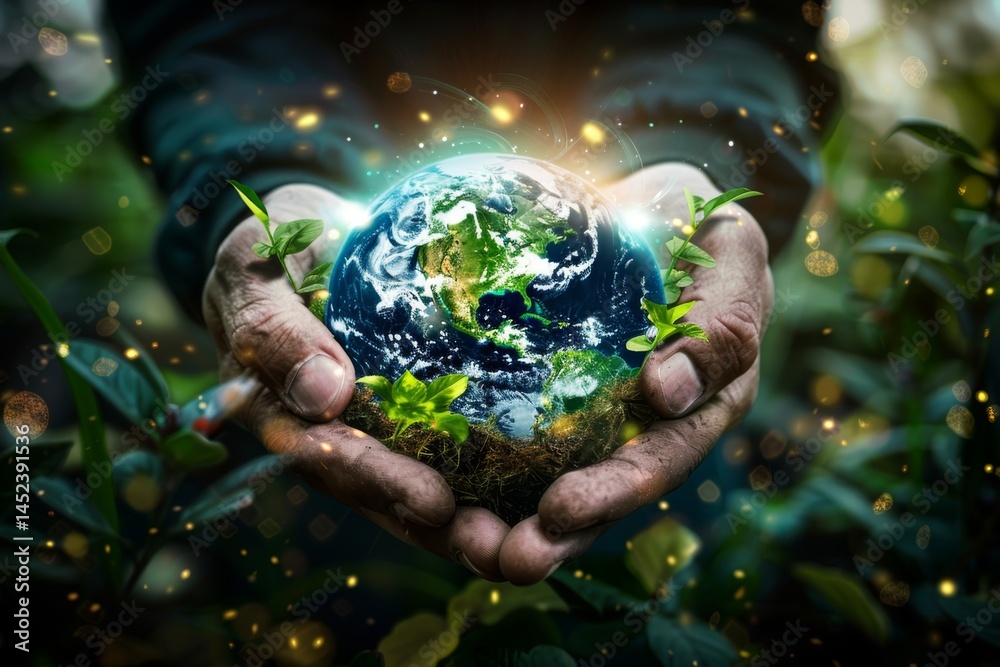 Hands Embracing a Flourishing Earth