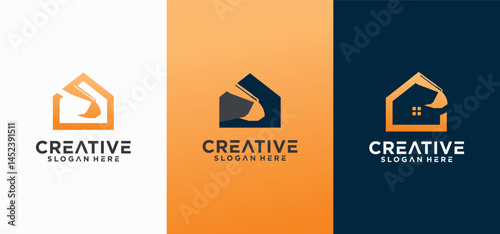 building architecture logo with heavy equipment concept, building construction excavator vector logo