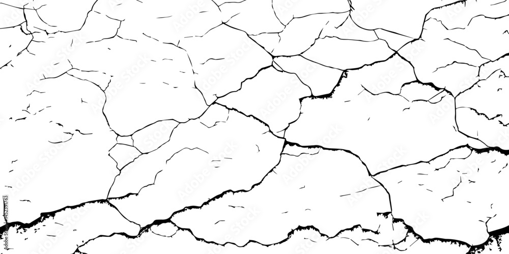 Cracked Surface Grunge Texture Vector. Grunge design crack texture background. Black Isolated on White Background. Distressed black texture. Uneven Overlay. Vector Illustration Cracked Surface Grunge Texture Vector. Grunge design crack texture background. Black Isolated on White Background. Distressed black texture. Uneven Overlay. Vector Illustration