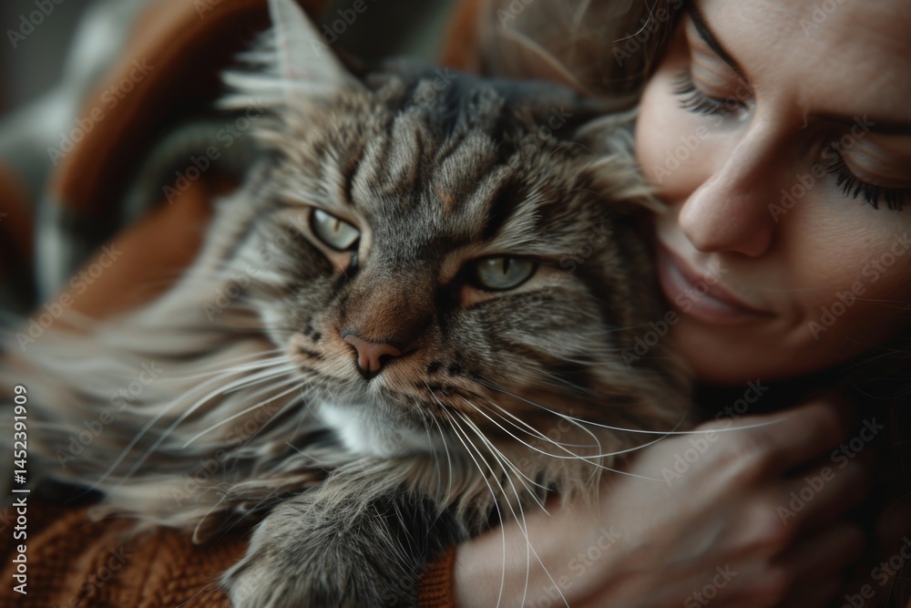 Gentle grooming of Maine Coon