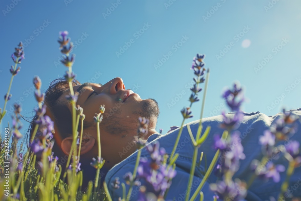 Serene Rest in Lavender Field