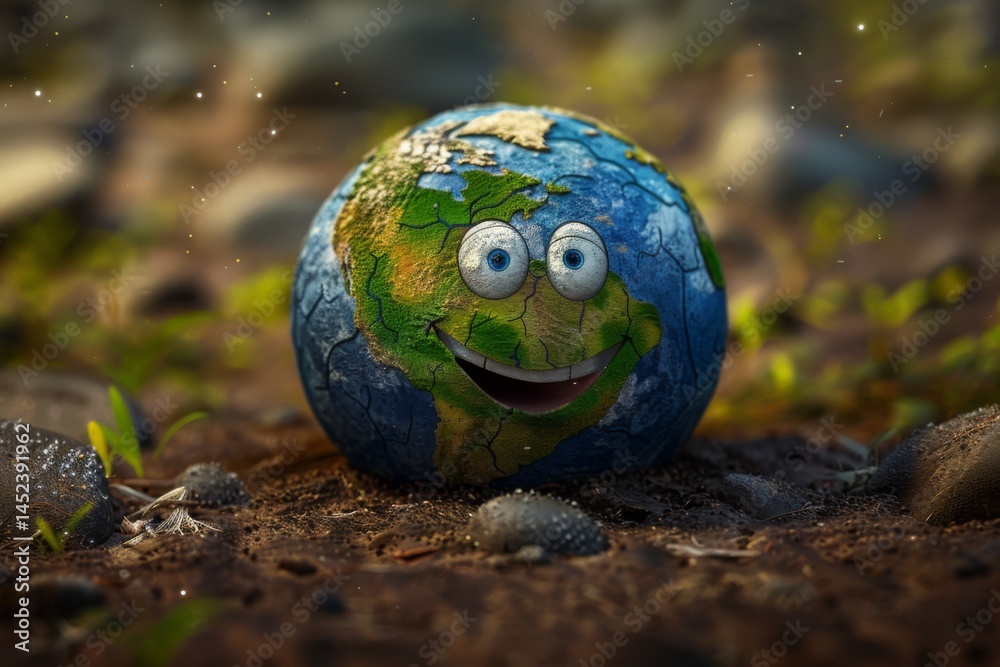 Friendly Earth Character Illustration