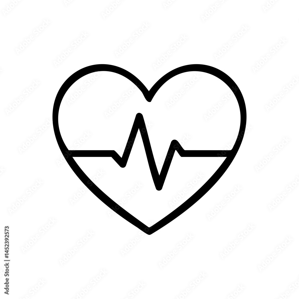 Heart rate icon with ECG line for health tracking Heart rate icon with ECG line for health tracking