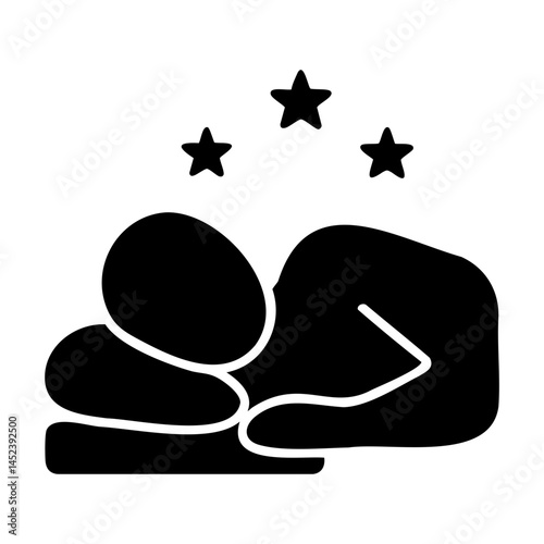 Sleep wellness icon with sleeping person and stars