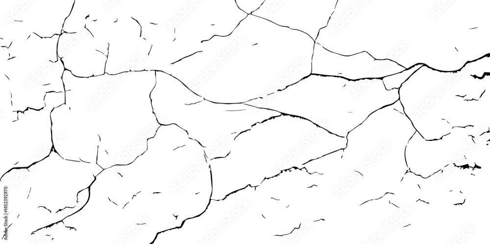 Cracked Surface Grunge Texture Vector. Grunge design crack texture background. Black Isolated on White Background. Distressed black texture. Uneven Overlay. Vector Illustration Cracked Surface Grunge Texture Vector. Grunge design crack texture background. Black Isolated on White Background. Distressed black texture. Uneven Overlay. Vector Illustration