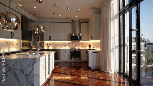 Luxury Kitchen with Sunlight, Modern kitchen daylight view