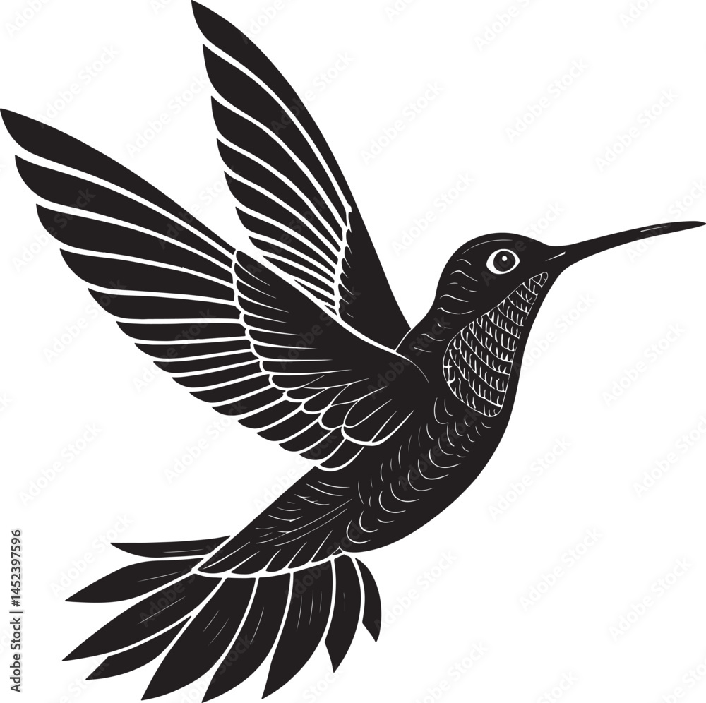 Fototapeta premium Hummingbird Silhouette Vector in Flight