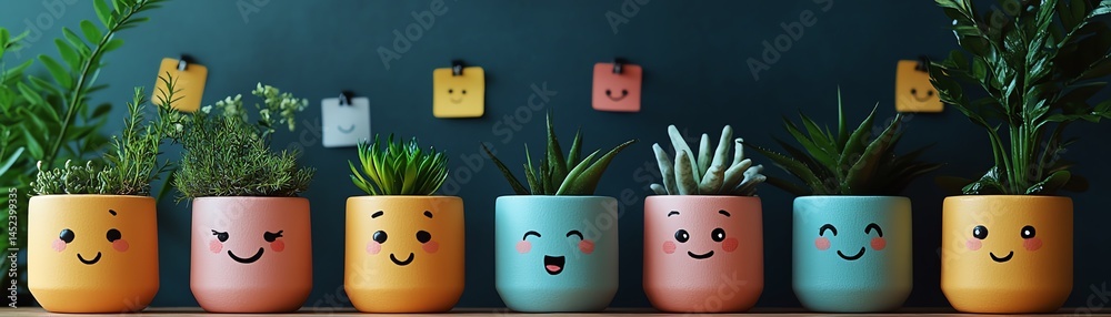 Happy plants in cute pots.