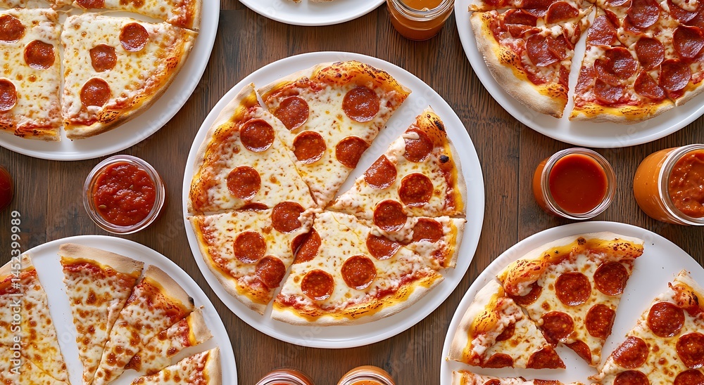 custom made wallpaper toronto digitalFresh Pepperoni Pizza in Display Case Hot and Delicious Fast Food Close-Up