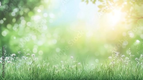 Summer green grass sunlight background outdoors.
