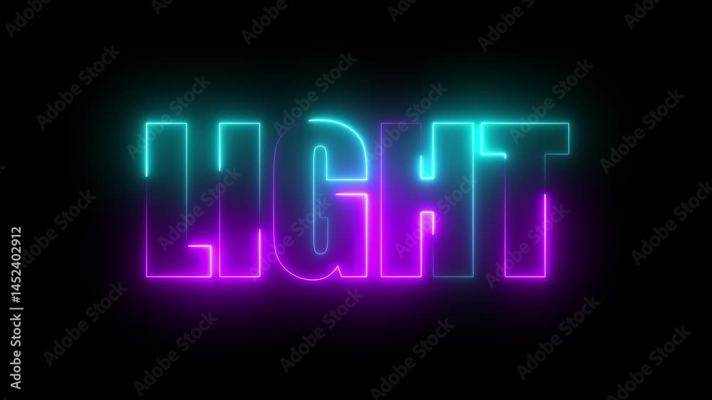 LIGHT word neon glowing text effect with cyan and magenta colors. LIGHT word neon glowing text effect with cyan and magenta colors.