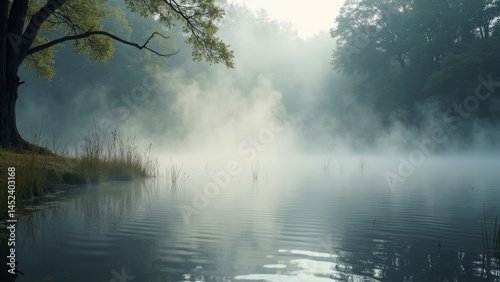 Lake Morning Mist Natural Landscape