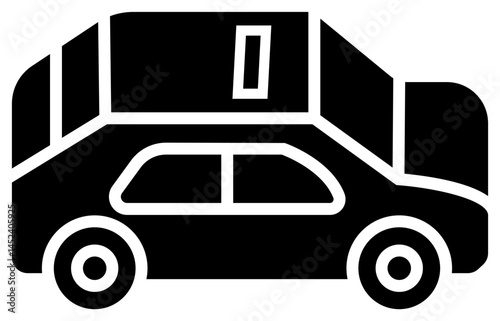 Camper Van Outline Icon – Side View of Recreational Vehicle for Travel and Camping – editable with transparent background
