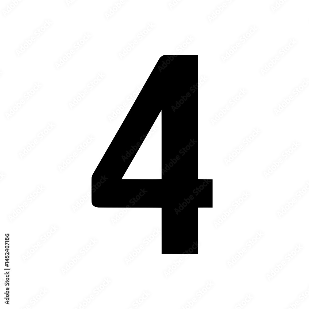 Obraz premium Flat Style Number Four in Classic Bold Typeface Design