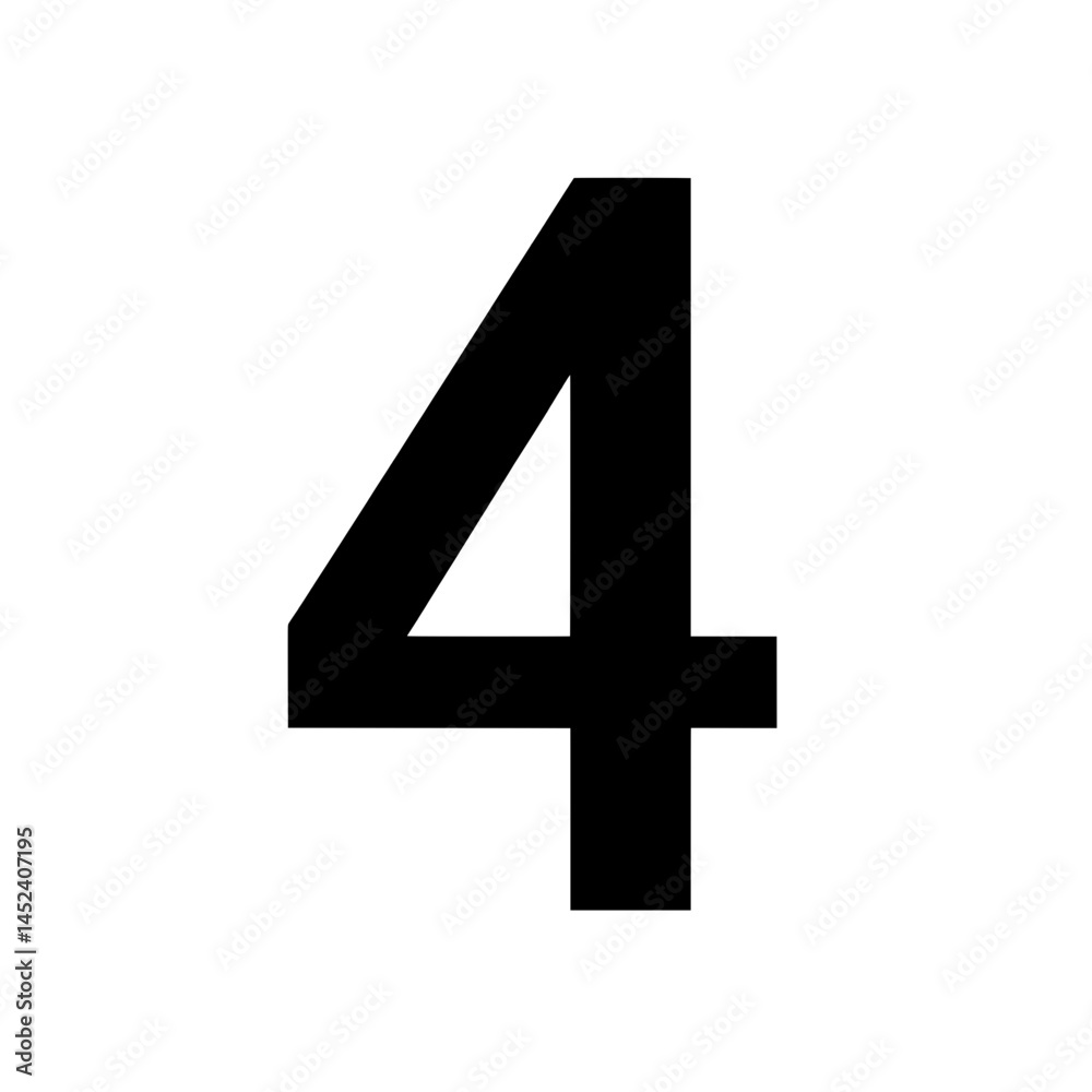 Obraz premium Bold Number Four in Thick Typeface for Modern Typography Use