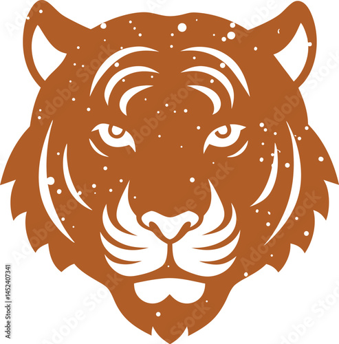 Tiger head vector. Bold tiger head silhouette with sharp angles and tribal design