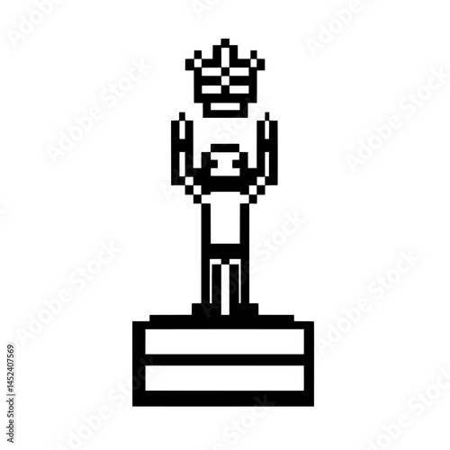 Stylized Victory Figure Holding Arms Up with Crown on Head